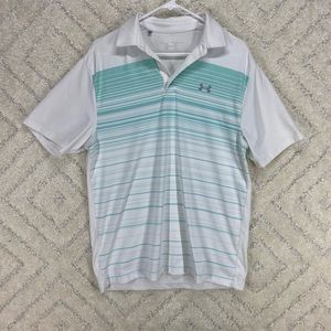 under armour polo golf shirt striped mens size medium